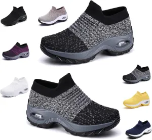 Women's Walking Shoes Socks Sneakers - Mesh Slip-On Air Cushion Women Girls with Arch Support Fashion Thick-Sole Sneakers