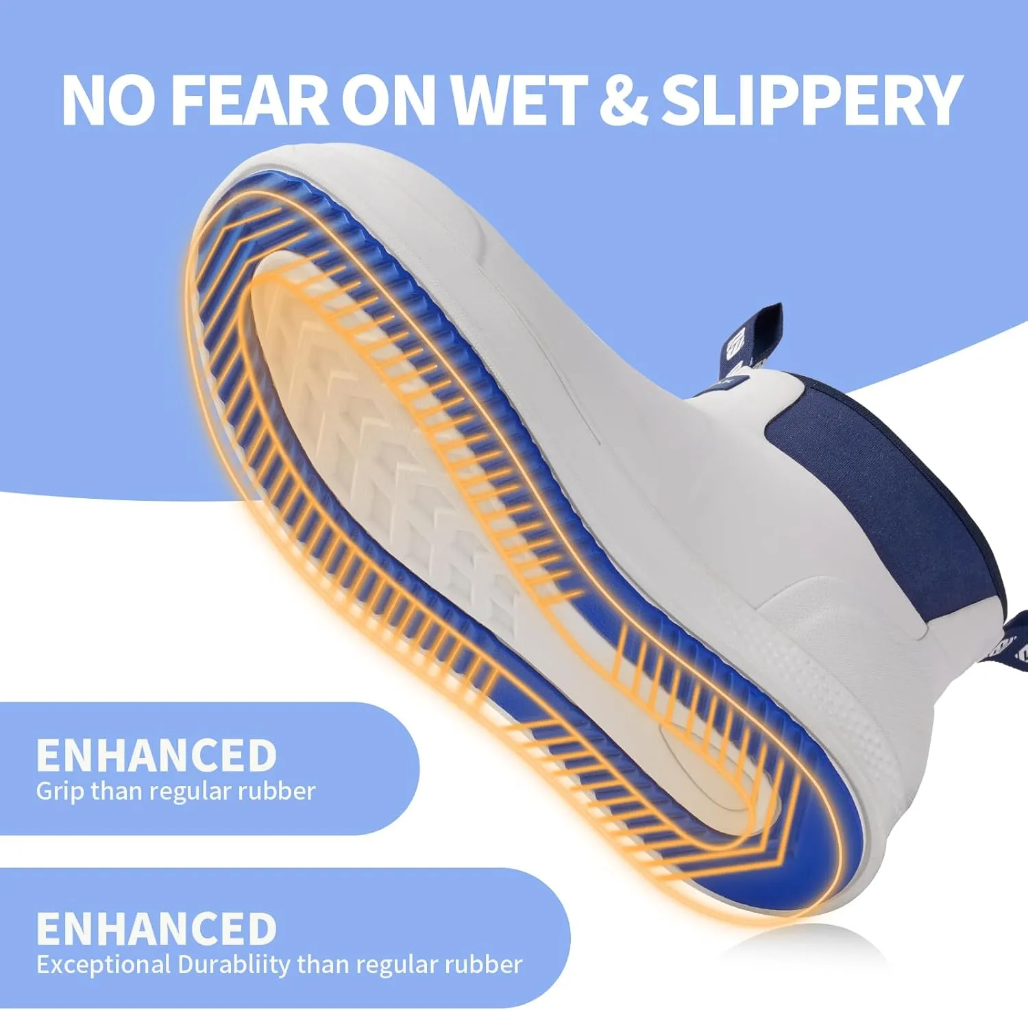 WOVENPAK Deck Boots for Men, Rain Boots Men, Waterproof Fishing Boots, Mens Deck Boots, Anti-slip Rubber Work Ankle Rain Boots Shoes for Outdoor Fishing, Boating, Size 6-13