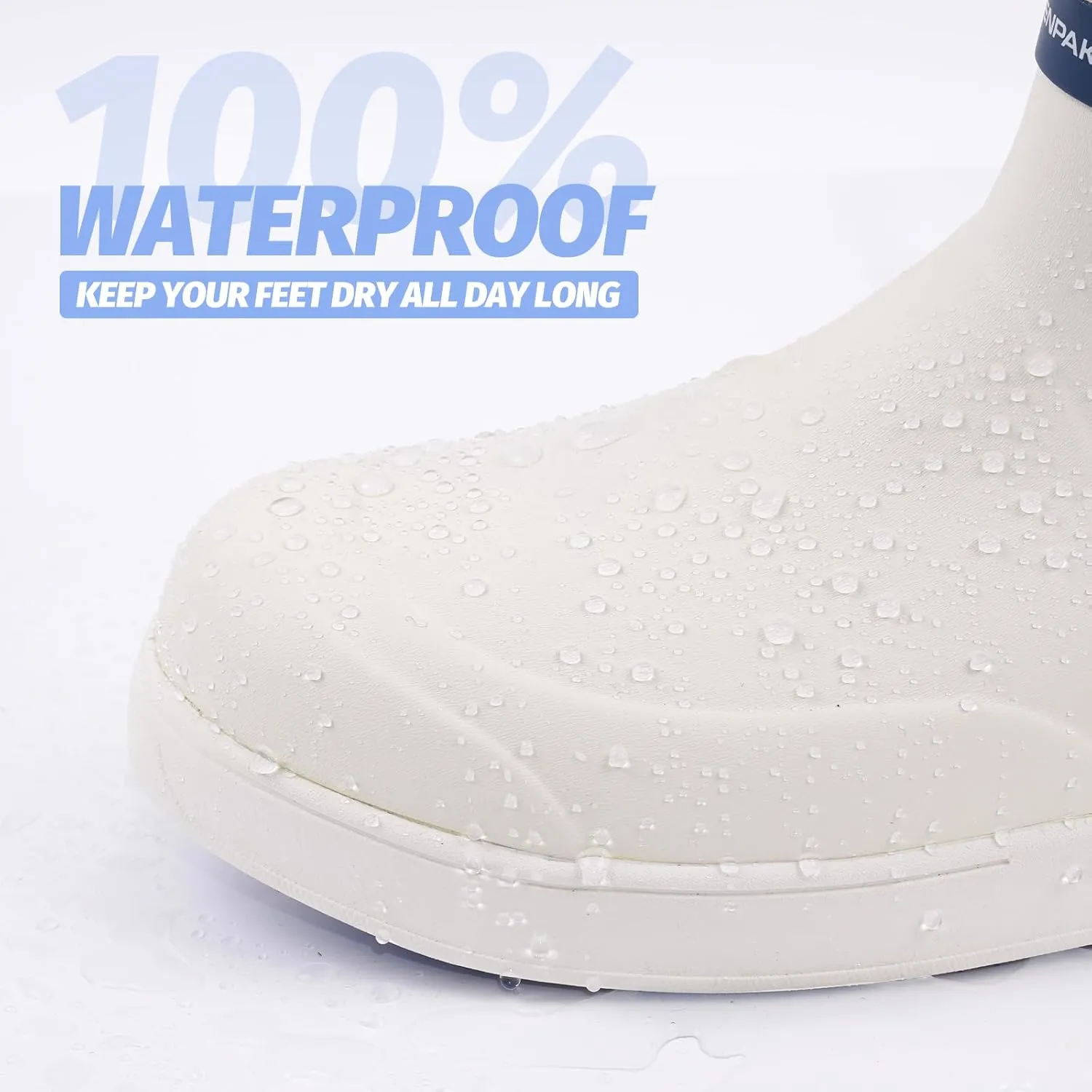 WOVENPAK Deck Boots for Men, Rain Boots Men, Waterproof Fishing Boots, Mens Deck Boots, Anti-slip Rubber Work Ankle Rain Boots Shoes for Outdoor Fishing, Boating, Size 6-13