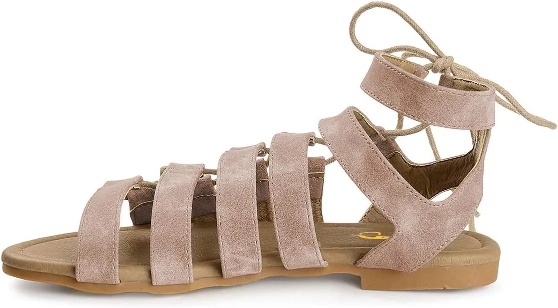 XYD Women Fashion Open Almond Toe Strappy Flats Lace-up Ankle Strap Gladiator Sandals Daily Date Shoes
