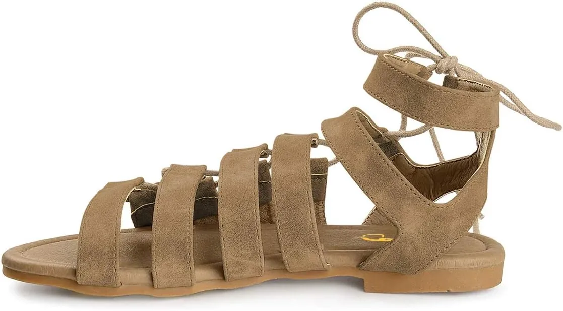 XYD Women Fashion Open Almond Toe Strappy Flats Lace-up Ankle Strap Gladiator Sandals Daily Date Shoes