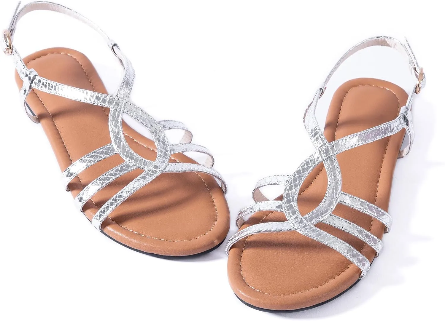 YANWENFANG Women's Flat Sandals Strappy Gladiator Sandals with Adjustable Ankle Strap,Teardrop Boho Beach Sandals for Summer Vacation, Festival, Casual Comfort