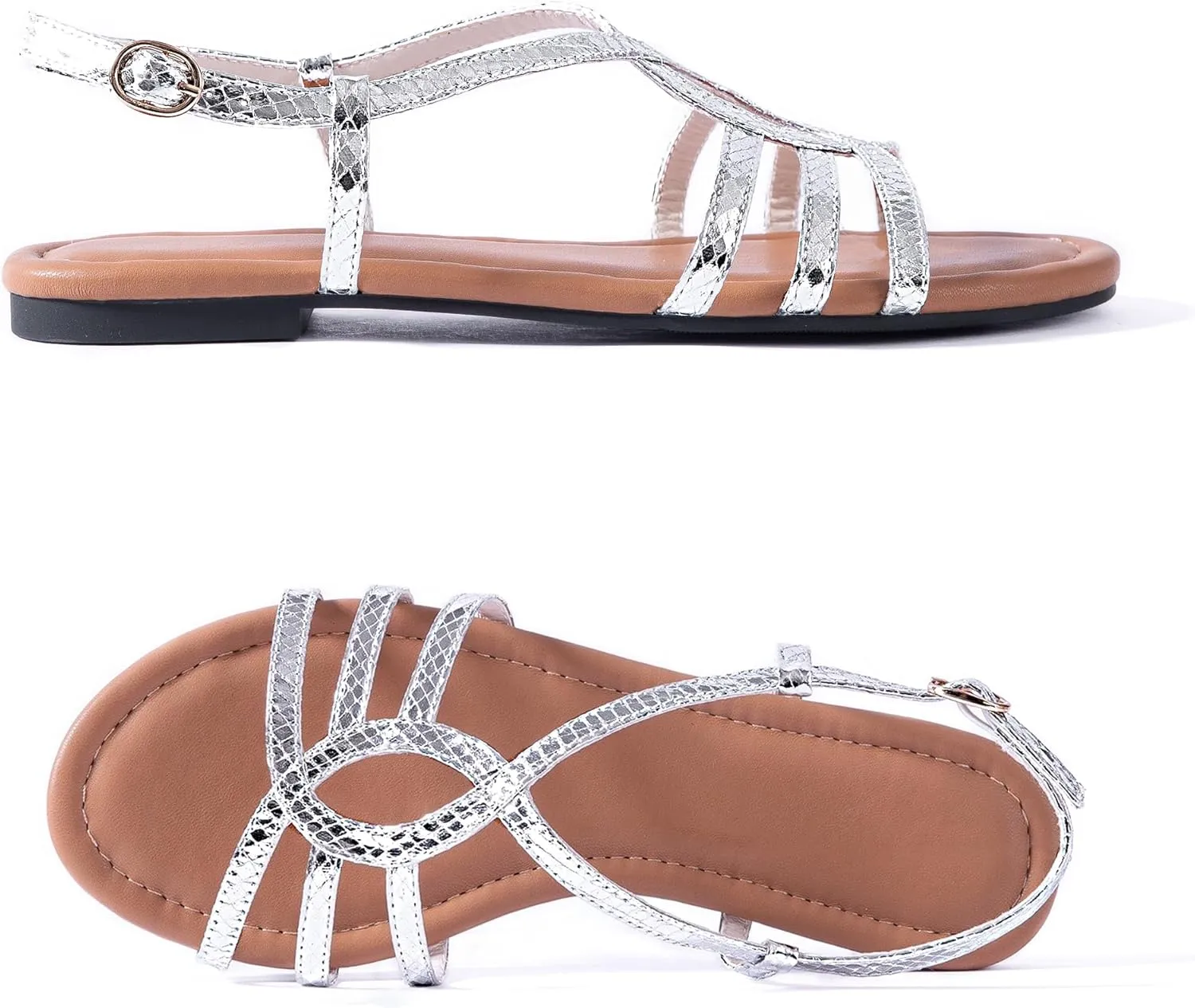 YANWENFANG Women's Flat Sandals Strappy Gladiator Sandals with Adjustable Ankle Strap,Teardrop Boho Beach Sandals for Summer Vacation, Festival, Casual Comfort