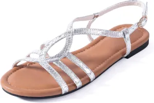 YANWENFANG Women's Flat Sandals Strappy Gladiator Sandals with Adjustable Ankle Strap,Teardrop Boho Beach Sandals for Summer Vacation, Festival, Casual Comfort