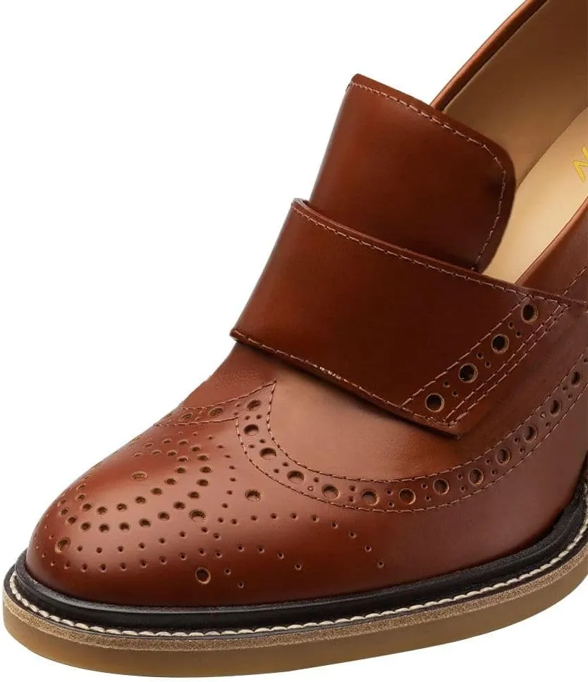 YDN Women Chunky High Heels Round Toe Oxford Loafer Size Color Material Customize Available Shoe Size 4-15 US