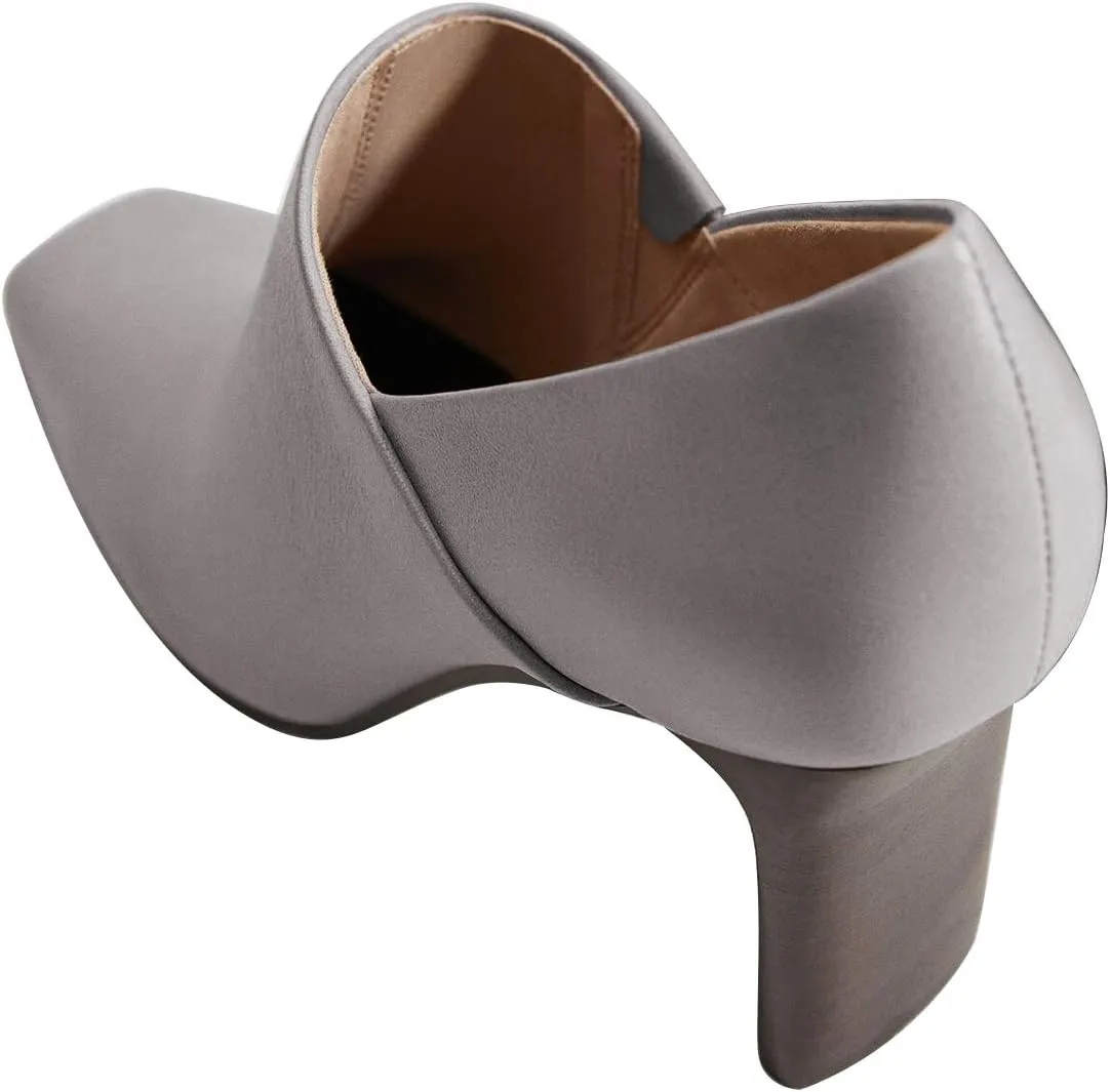 YDN Women Stylish High Heels Pumps Closed Square Toe Slip On Heeled Loafers Fashion Heel Prom Elegant Evening Party Dress Shoes