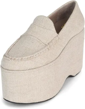 YDN Women's Platform Wedge High Heel Loafers Slip On Closed Rounded Toe Pumps Retro Office Leisure Party Shoes Size 4-16 US