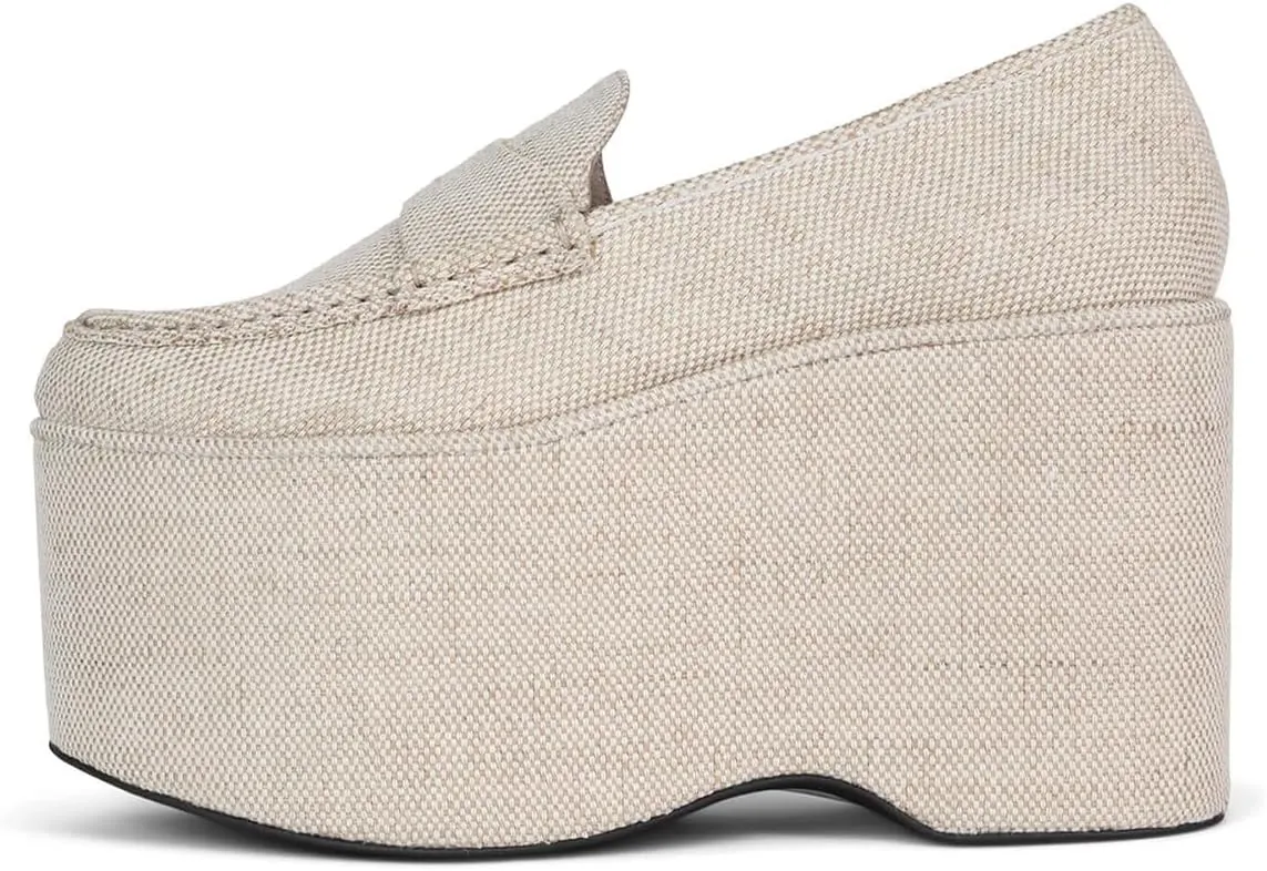 YDN Women's Platform Wedge High Heel Loafers Slip On Closed Rounded Toe Pumps Retro Office Leisure Party Shoes Size 4-16 US