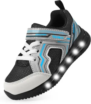 YESKIS Toddler Boys Girls Light Up Shoes LED Flashing Lightweight Mesh Breathable Adorable Running Sneakers for Toddler and Little Kid