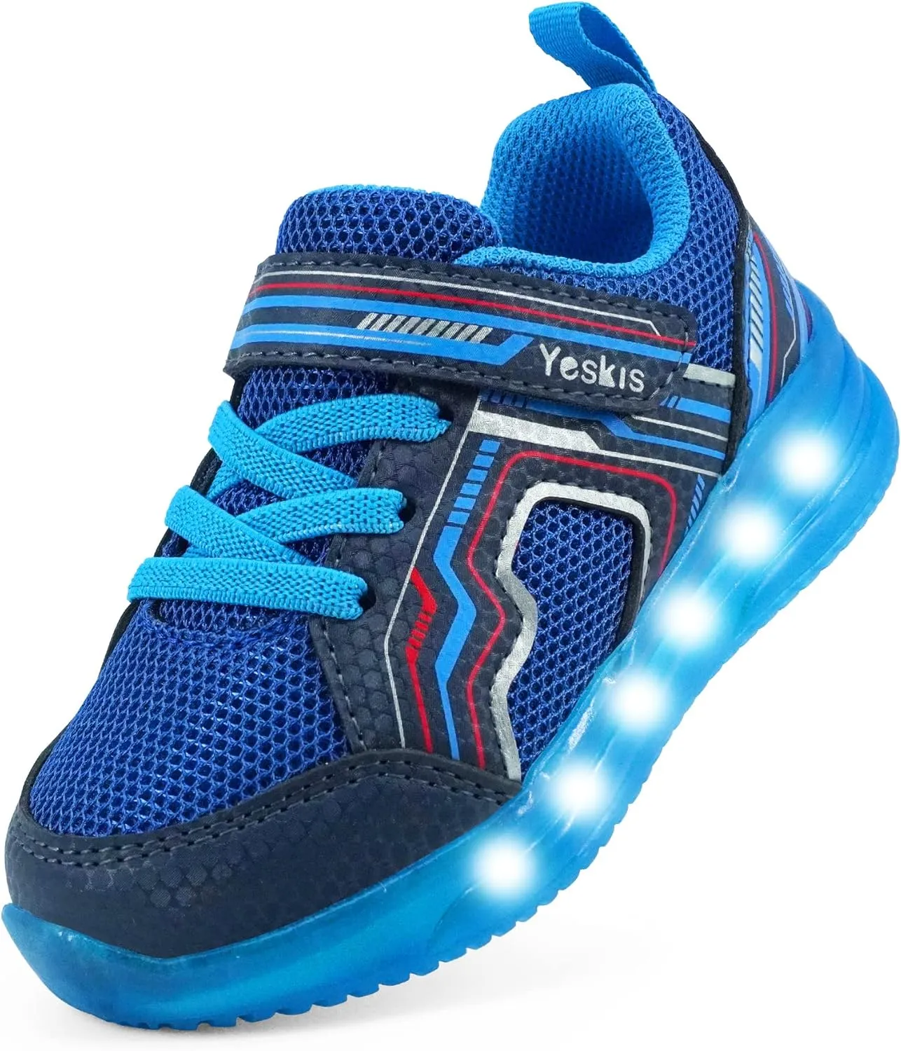 YESKIS Toddler Boys Girls Light Up Shoes LED Flashing Lightweight Mesh Breathable Adorable Running Sneakers for Toddler and Little Kid