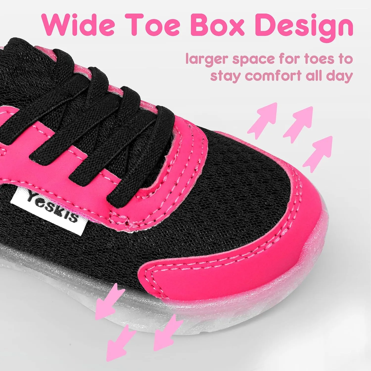 YESKIS Toddler Light Up Shoes Boys Girls Lightweight Breathable Mesh Non-Slip Running Sneakers for Toddler and Little Kid
