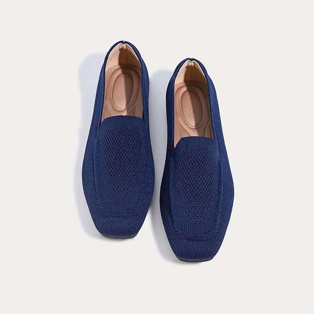 YING LAN Womens Knit Ballet Flats Shoes,Ladies Comfortable Square-Toe Dress Shoes Casual Slip On Soft Ballerina Walking Flats Shoes