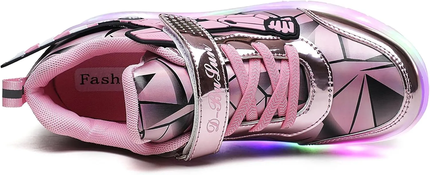 YUNICUS Roller Shoes for Girls Boys Kid Light Up Sneakers with Wheels
