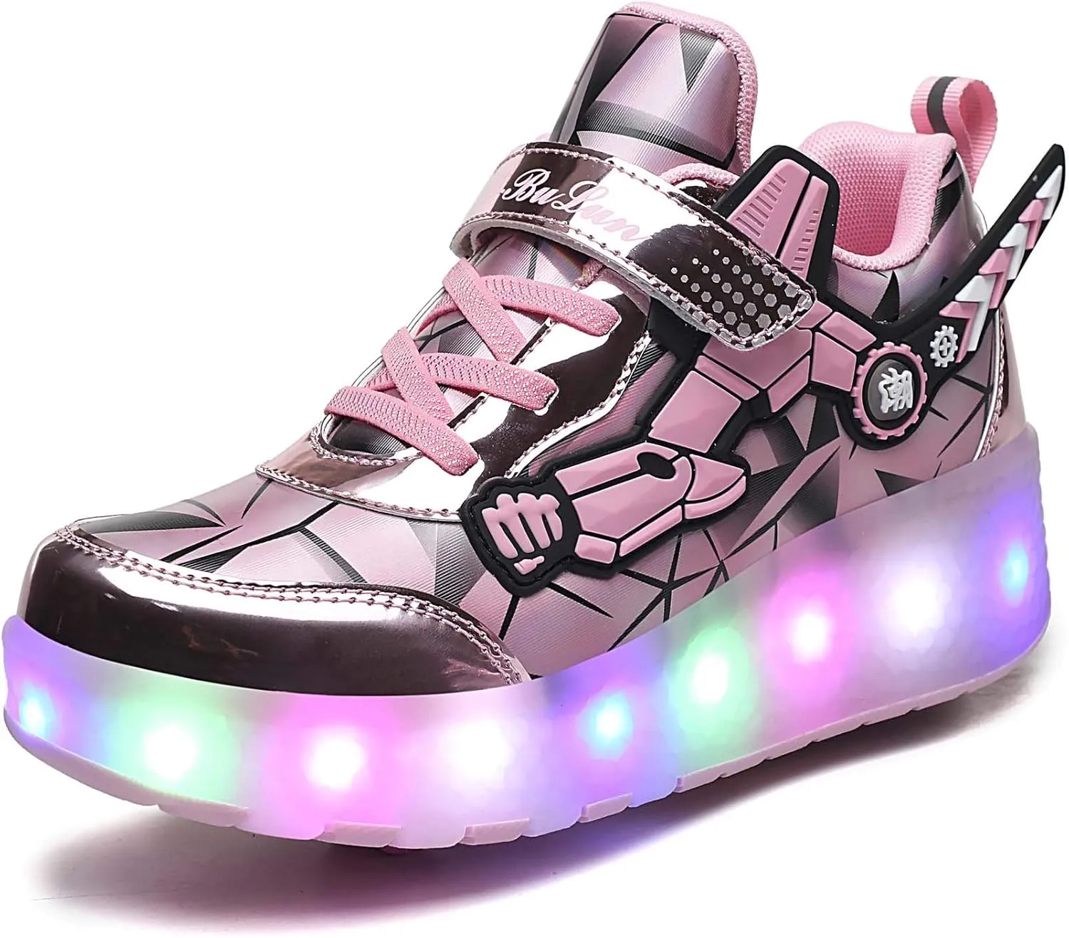 YUNICUS Roller Shoes for Girls Boys Kid Light Up Sneakers with Wheels