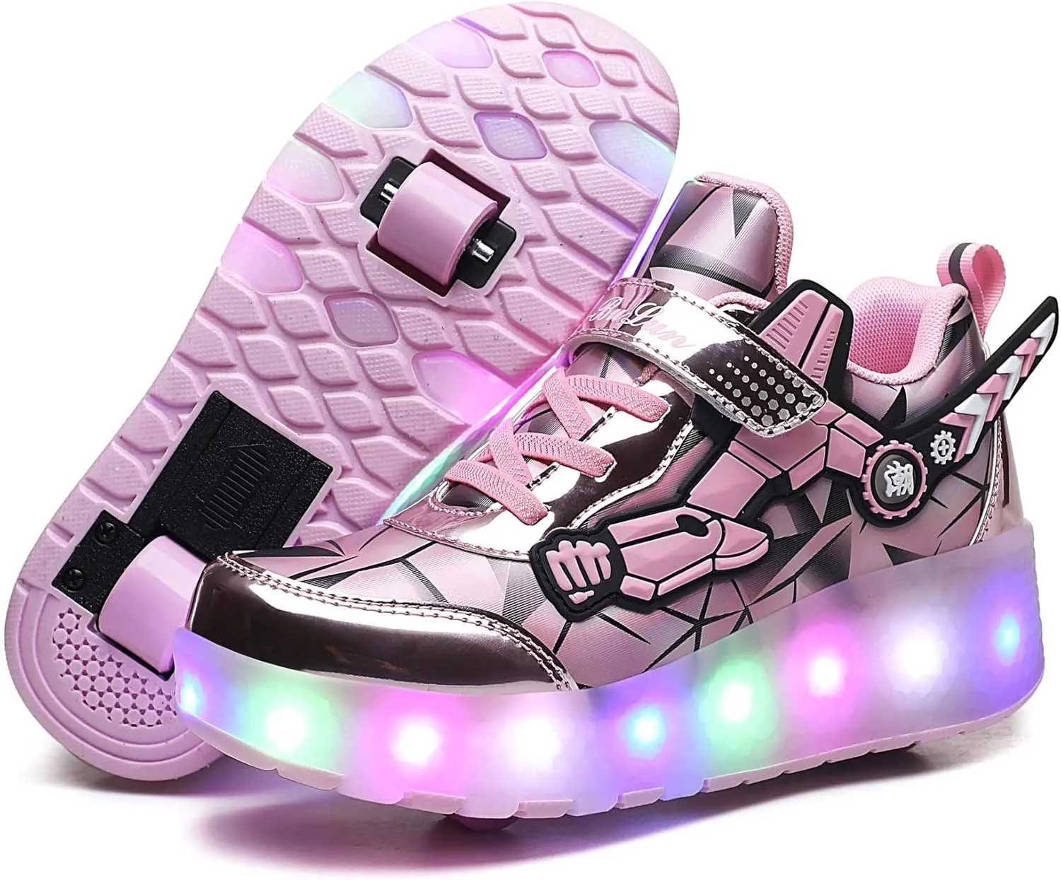 YUNICUS Roller Shoes for Girls Boys Kid Light Up Sneakers with Wheels