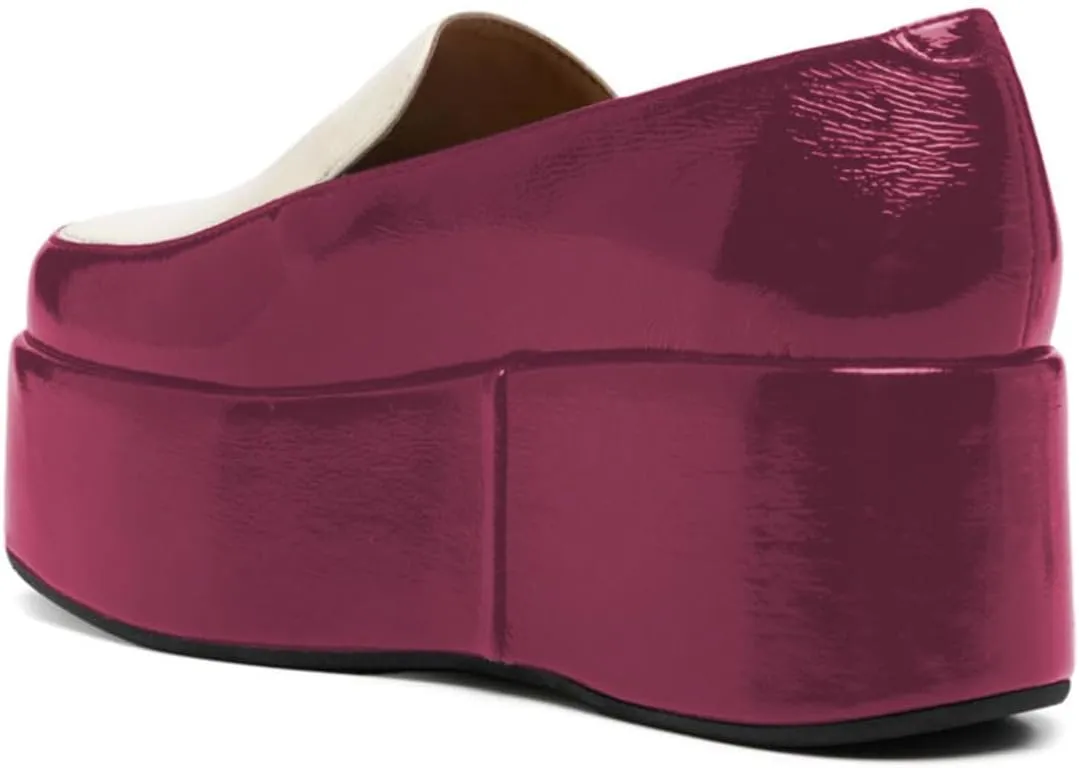 Zszszsu Women's Platform Heeled Loafers Chic Round Toe Wedge Heels Slip On Dressy Comfy Dress Shoes for Party Wedding Formal Outfit Size 4-16 US