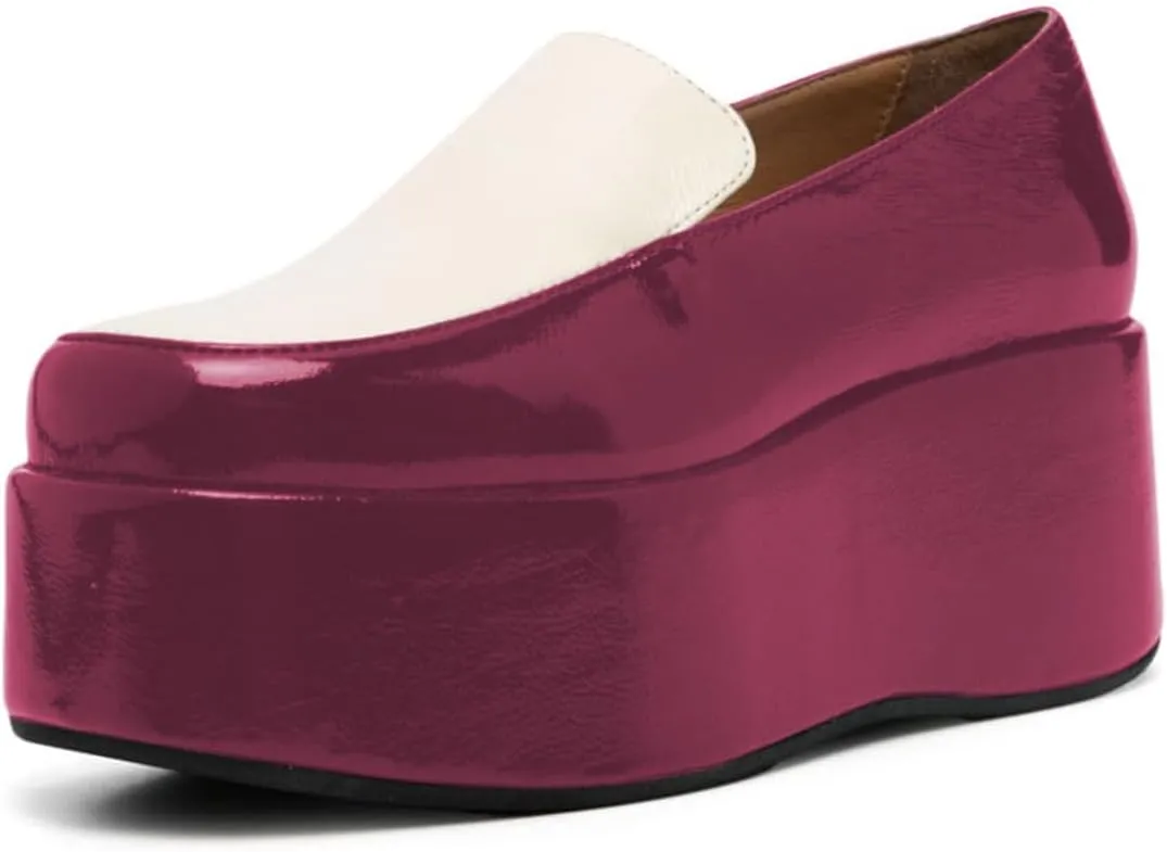 Zszszsu Women's Platform Heeled Loafers Chic Round Toe Wedge Heels Slip On Dressy Comfy Dress Shoes for Party Wedding Formal Outfit Size 4-16 US
