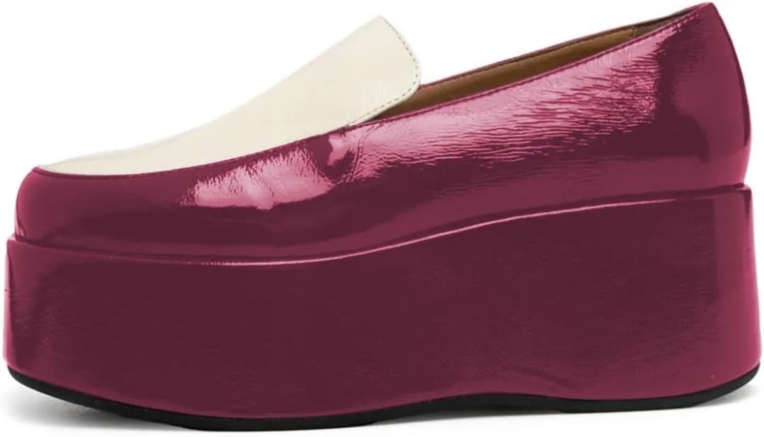 Zszszsu Women's Platform Heeled Loafers Chic Round Toe Wedge Heels Slip On Dressy Comfy Dress Shoes for Party Wedding Formal Outfit Size 4-16 US