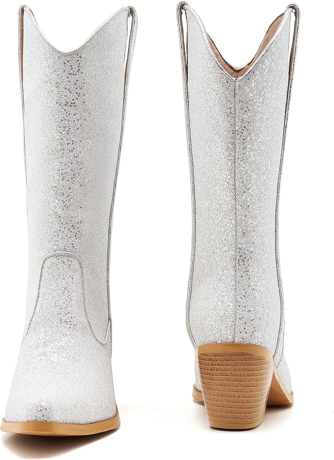 ZXHYZLZ Western Cowboy Boots for Women - Mid Calf Embroidered Cowgirl Boots, Slip On Pointed Toe Chunky Heel Fashion Retro Classic Boots