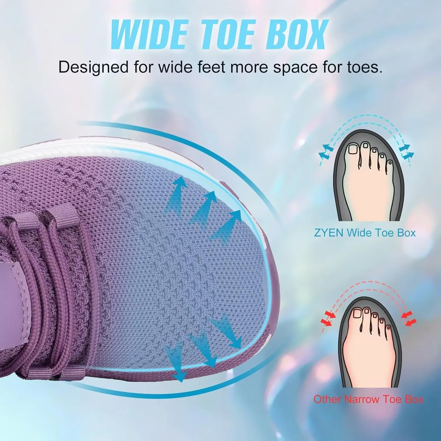ZYEN Wide Toe Box Shoes Women Non-Slip Ultra Light Running Sneakers Extra Wide Feet Arch Support Walking Shoes Tennis Diabetes Breathable Gym Workouts 6-12
